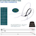 Cable Ties 200mmx3.6 Plastic Wire Cable Tie Strap, Ø3~50mm Adjustable Nylon PA66