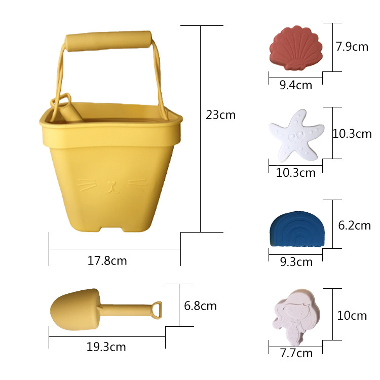 Durable Silicone Beach Toys Food Grade Silicone Beach Bucket Set For Kids Educational