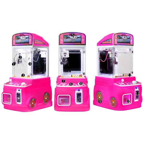 Mini Arcade Claw Machine Pink With Display Screen Coin-operated Toy Vending Machine