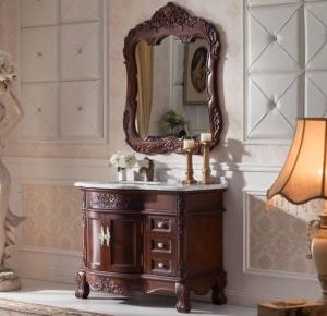 Wholesale 1000mm Contemporary Solid Wood Bathroom Vanity With Sink Classical Style from china suppliers