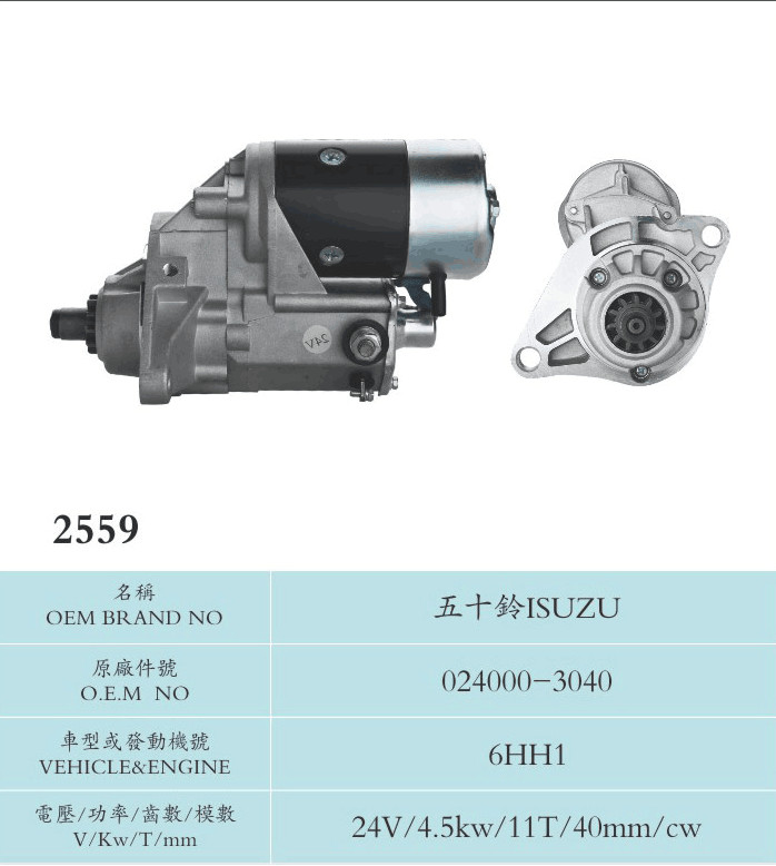 All Terrain Crane 24V Truck Starter Motor Isuzu High Torque 024000-3040 6HH1