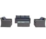 3 Seater Rattan Outdoor Sofa Terrace Furniture Garden Rope Leisure Black Wicker