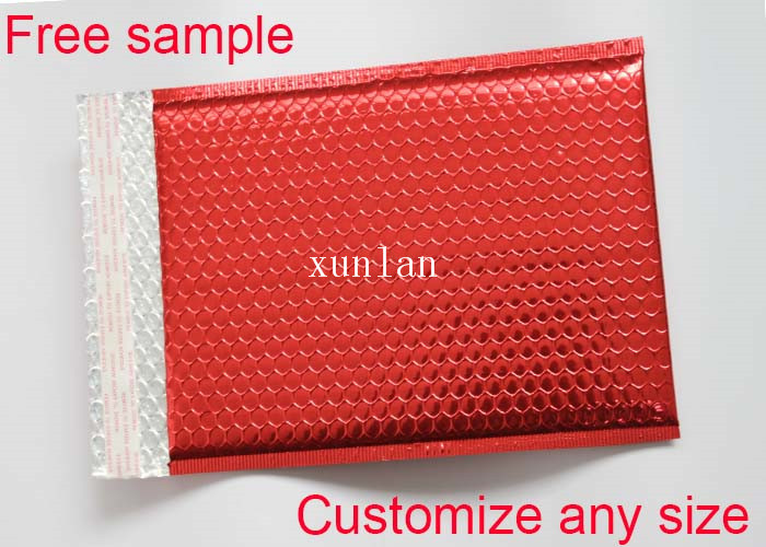 Any Size Logo Metallic Bubble Mailers 2 Sealing Sides With Light Bubble Linings