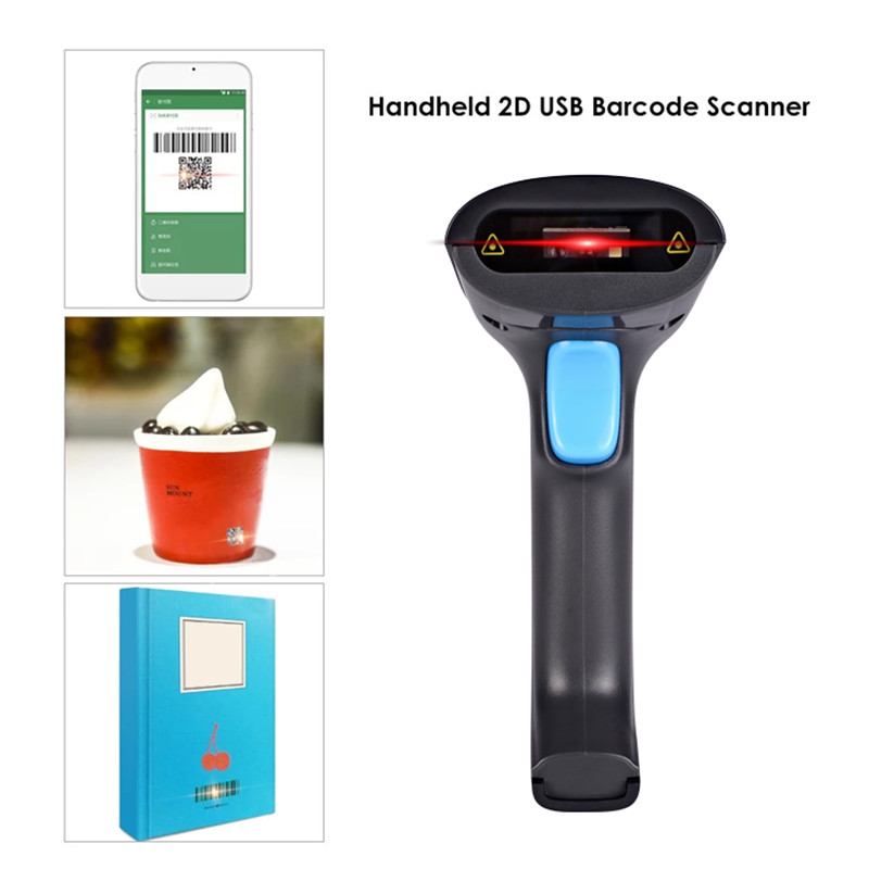 USB Handheld QR Code Scanner CMOS 2D Wired Barcode Scanner YHD-6200D