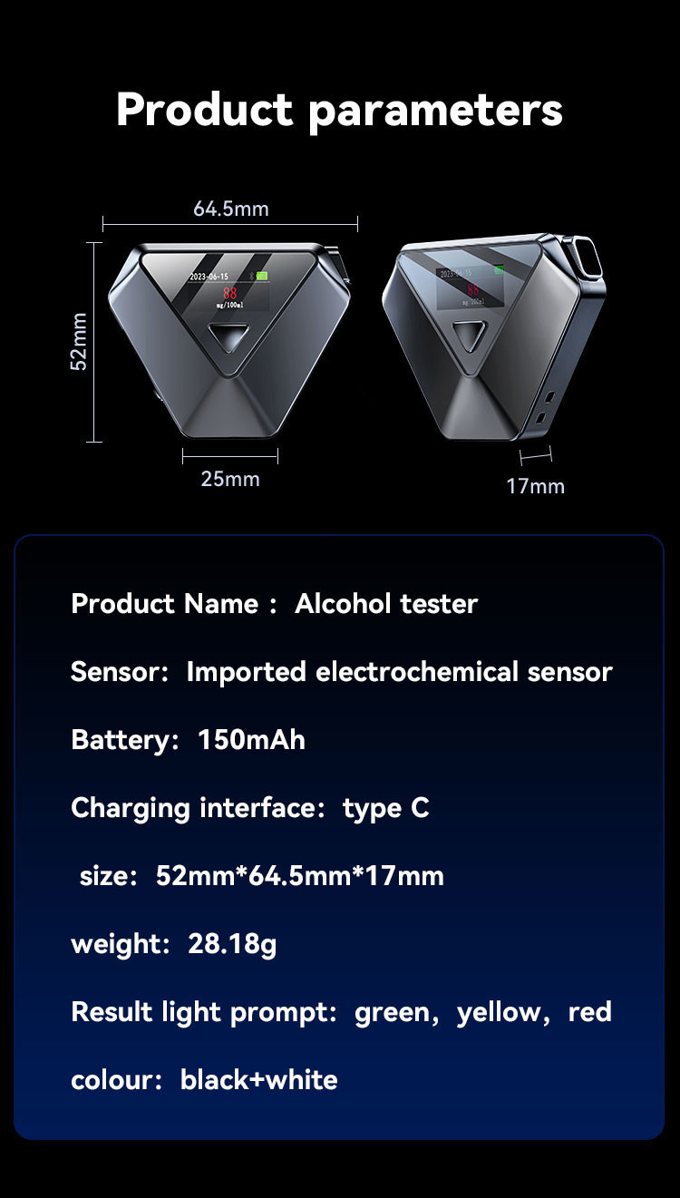High Accuracy Small Portable Alcohol Breathalyzer LCD Display Breath Alcohol Tester