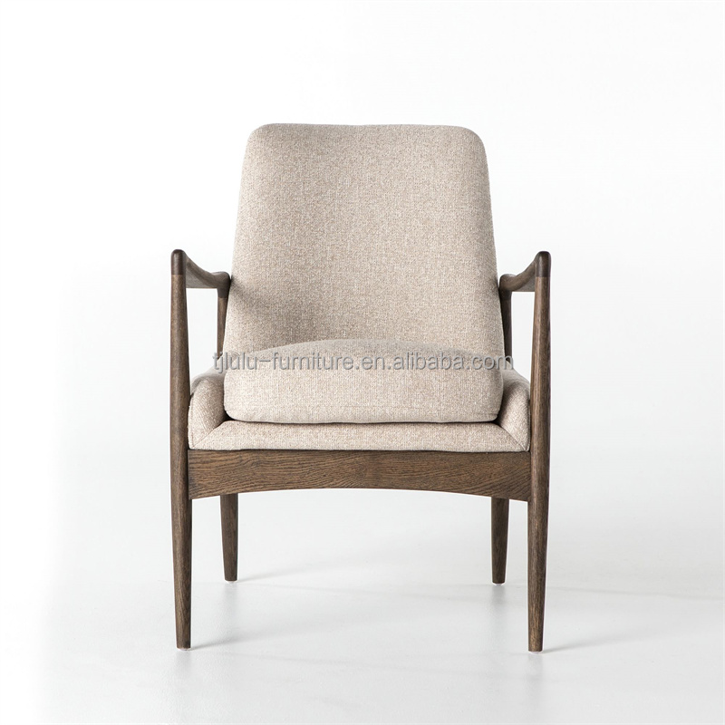 Single Living Room Furniture Wooden Upholstered Sofa Chair with Fabric and Foam Cushion on Wooden Frame