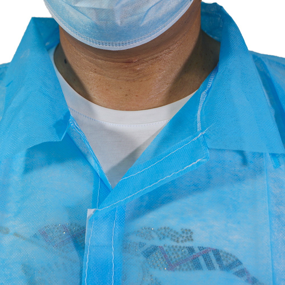 Blue Medical Disposable Lab Coats PP 30G Nonwoven Hospital