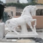 Marble Horse Statue White Stone Carvings Life Size Animal Sculptures Handcarved