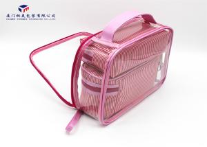 Wholesale Super Clear Soft PVC Bags Pink PU Handle Custom Lady Handbag Fashion Women Bag from china suppliers