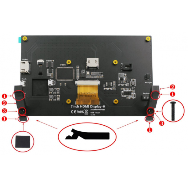 1024*600 HDMI LCD Display 7 Inch Raspberry Pi Touch Screen YQX6-7C