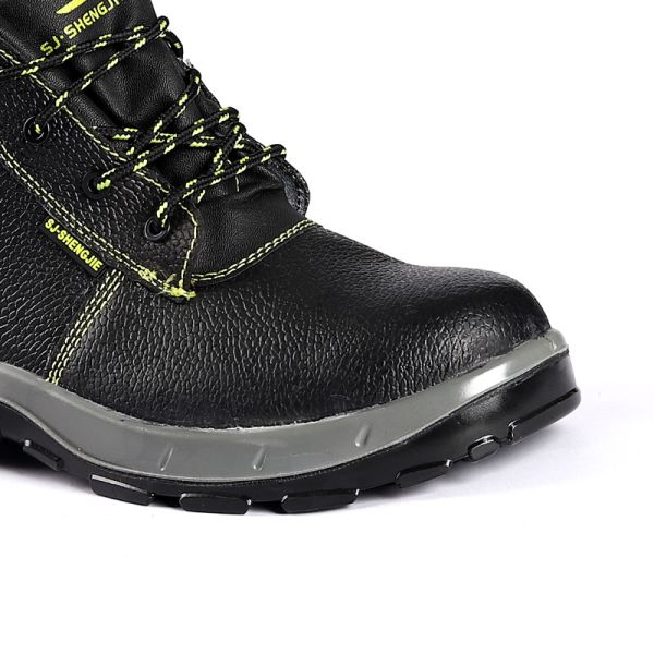 Shengjie Factory Low Price Black Leather Steel Toe Steel Plate Men'S Heavy Duty Industrial Mining Safety Work Shoes