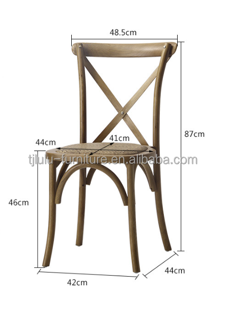 Nordic Style Stackable Wood Cross Back Rattan Dining Chair with Custom W42CM*D44CM*H87CM Size