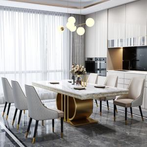Wholesale Stainless Steel Marble Dining Table Rectangle Sophisticated Design from china suppliers
