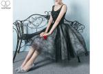 Black Sleeveless Short Length Prom Dresses Bandage Perspective Lace Flowers