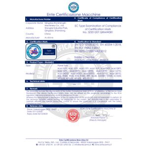 Qingdao Run Sheng Lin Machinery Co., Ltd. Certifications