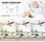 LED Ceiling Fan Metal Body Solid Wood Blades OEM Color Dimmable LED Lighting