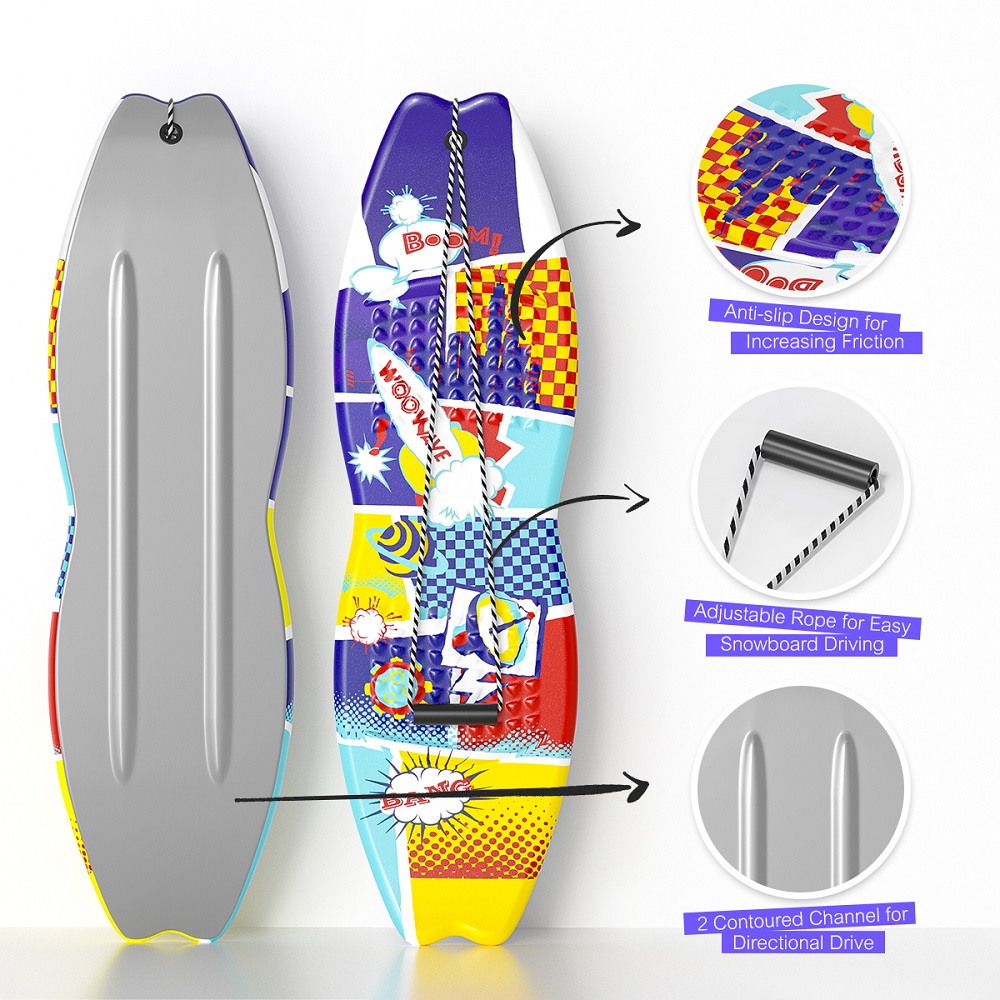 Outdoor Freestyle Ski Toy Snowboard Scooter 41.7inch with Pull Rope and Handle