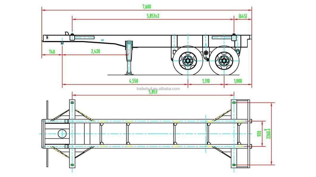 20FT Heavy Duty Skeleton Semi Truck Trailers for ISO Heavy Container Transit