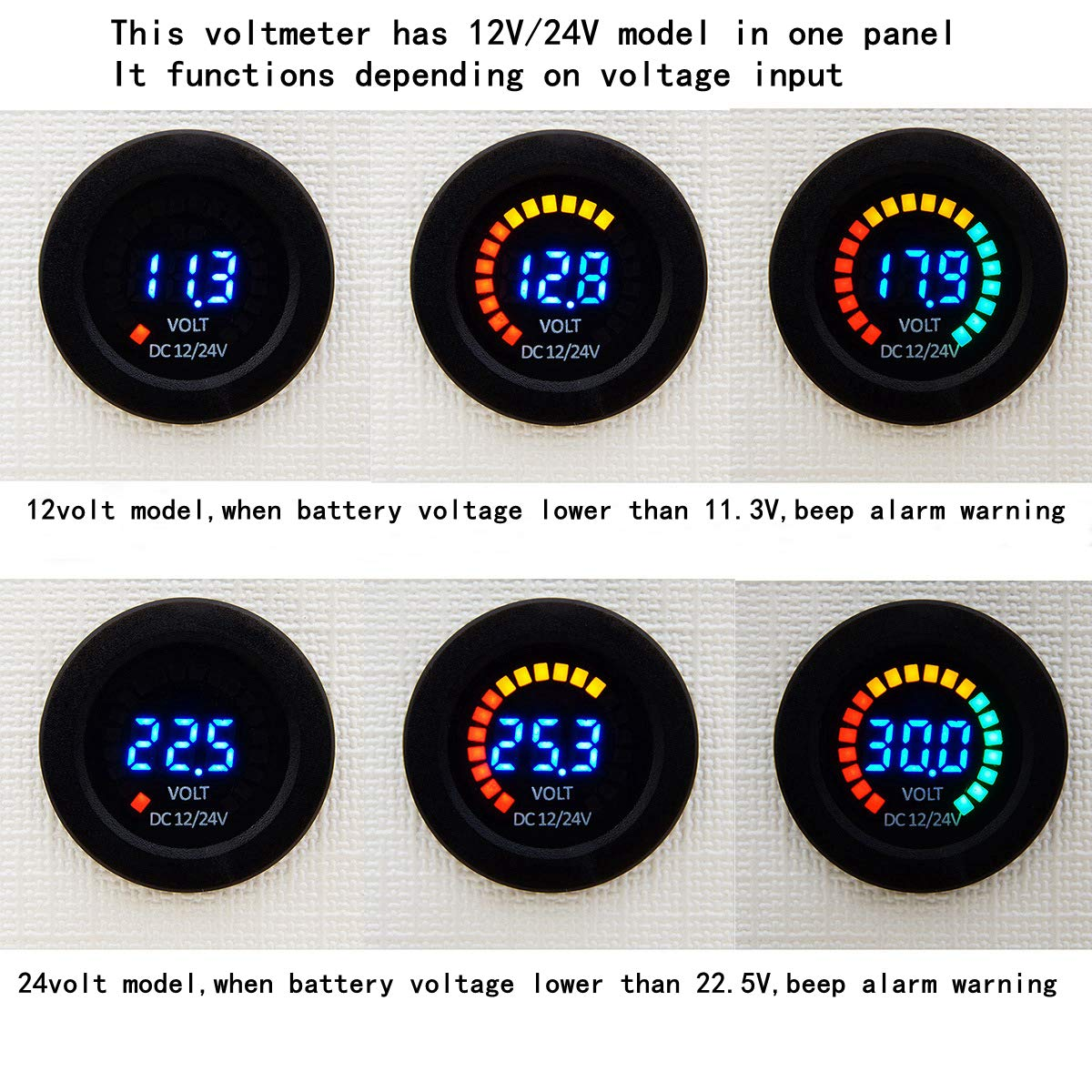 12V 24V Marine Power Socket Voltmeter With Digital LED Display ROHS CE Standards