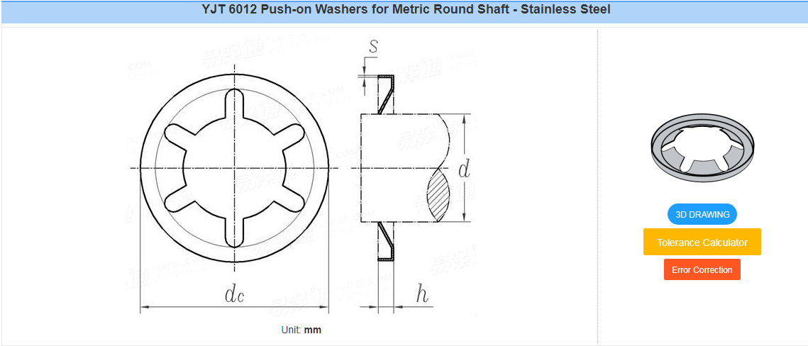 Water Treatment ANSI/ASME Standard Spring Steel Starlock Washer Quick Lock Fixing on Split Shaft with Internal Tooth