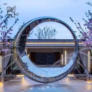Wholesale Stainless Steel Moon Sculpture Garden Large Circular Abstract Waterscape Fountain Outdoor Decoration from china suppliers