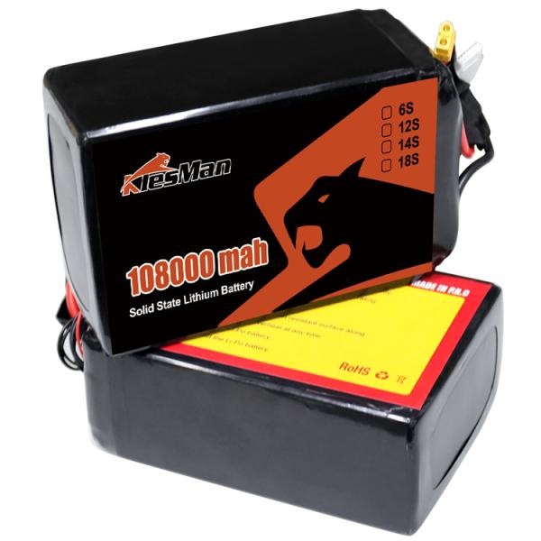 Large capacity Solid State Drone Battery 106000mAh 44.4V 12S 14S 24S Burst 10C