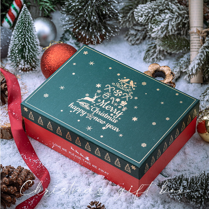Custom Design Logo Christmas House Gift Kraft Paper Box With Lid with Gravnre Printing