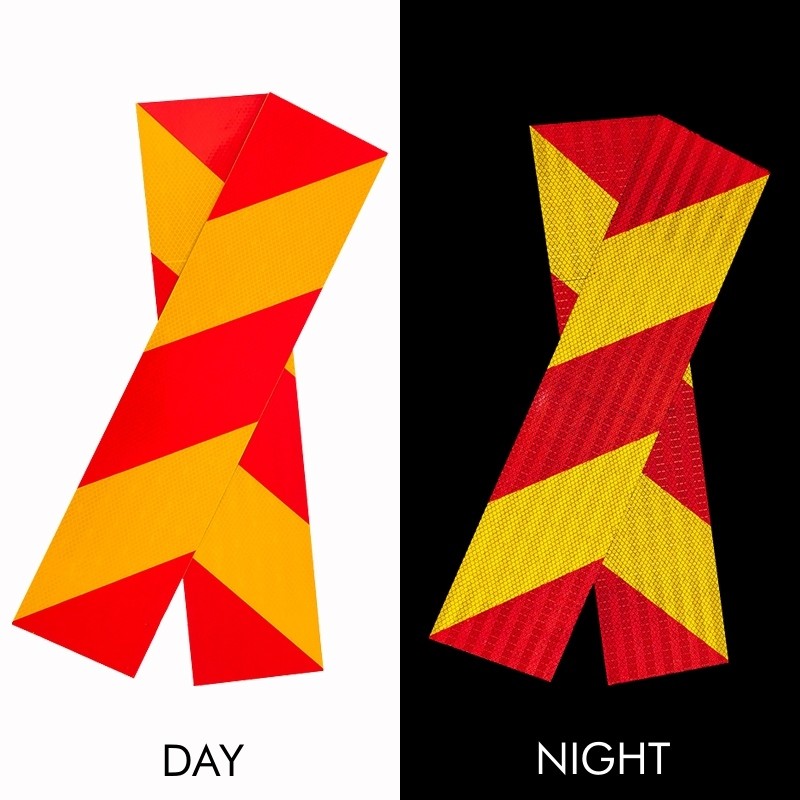 Yellow and Red Striped Aluminum Truck Reflective Rear Marking Plates For Vehicle