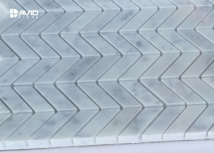 Carrara Marble Mosaic Tile Sheets , Mosaic Kitchen Wall Tiles Anti - Wear