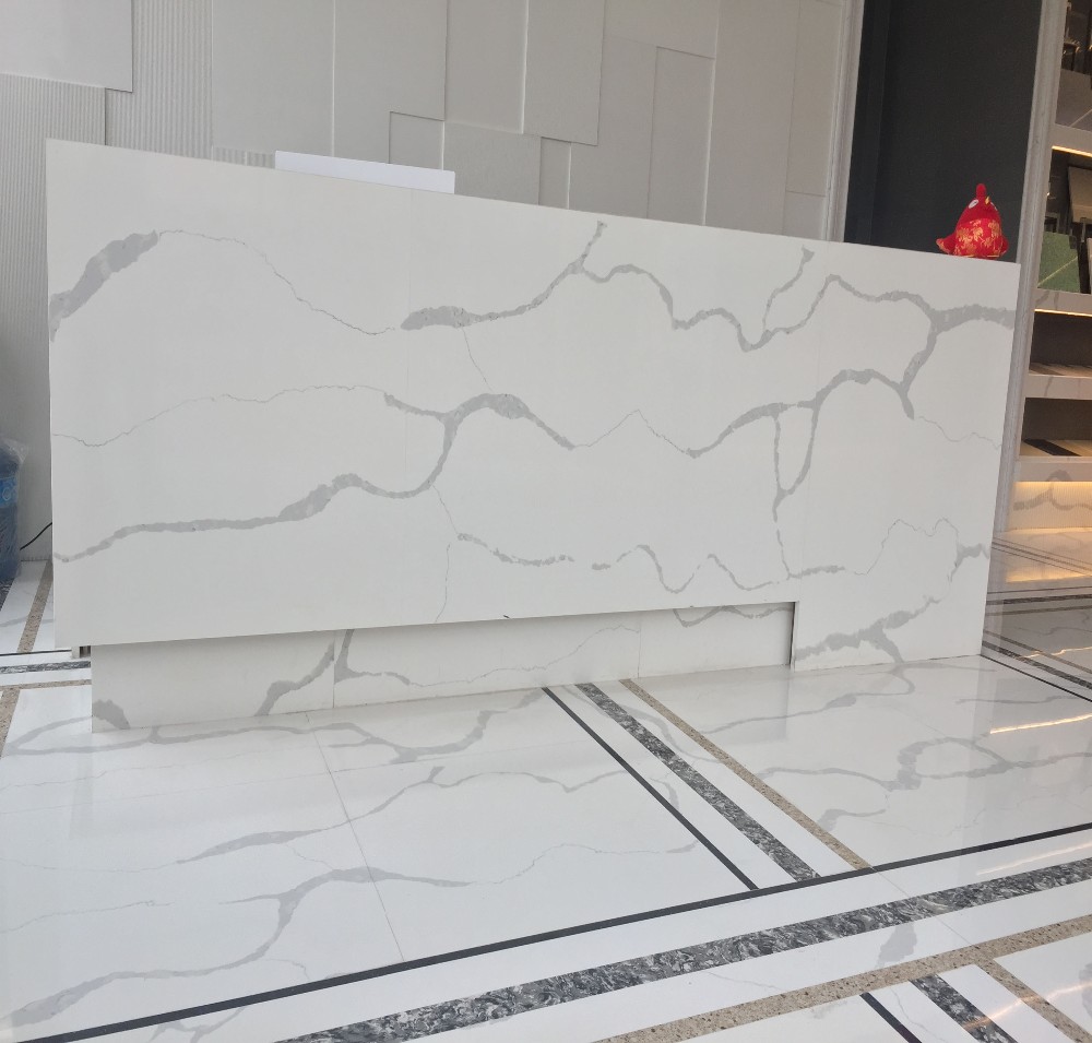 Polished Marble Granite Quartz Countertops , Man Made White Solid Surface Worktop