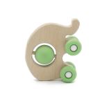 Educational Wooden FDA Elephant Silicone Teething Rattle Medical Grade