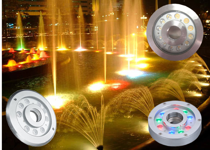 Automatic Control 9 Watt Led Underwater Lights / Ip68 Led Fountain Light