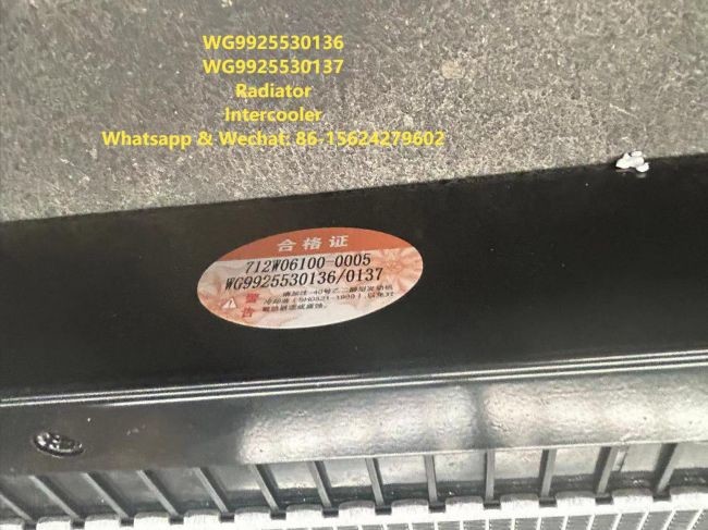 Radiator 712W06100-0005 HOWO Truck Parts Intercooler WG9925530136 WG9925530137 Water Tank