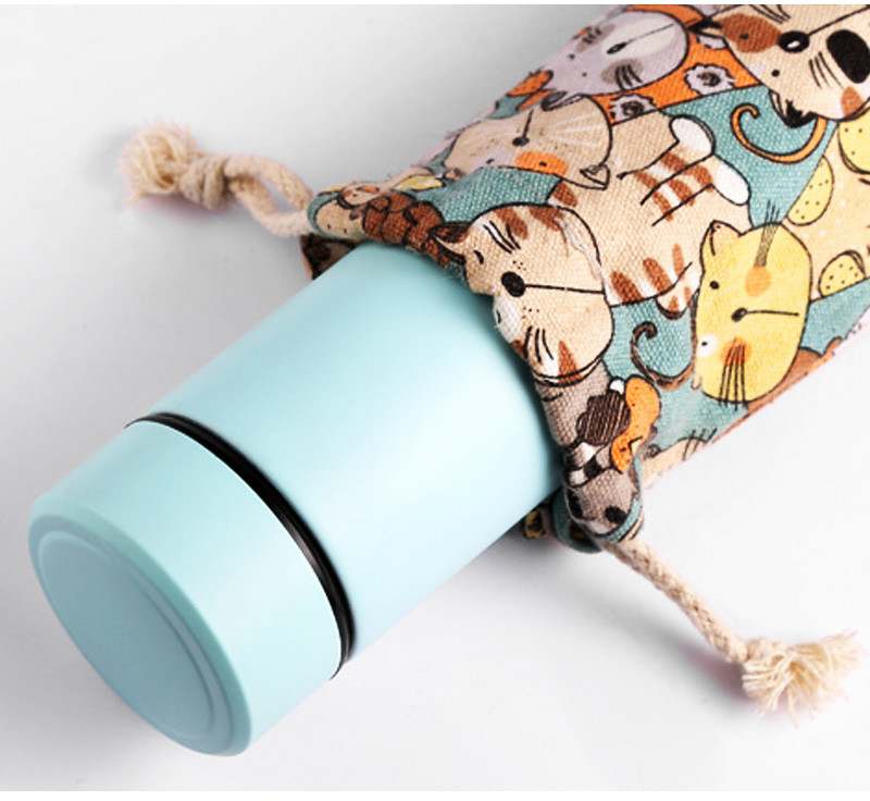 Drawstring Vintage Flower Printing Cotton Glass Wine Bottle Sleeve