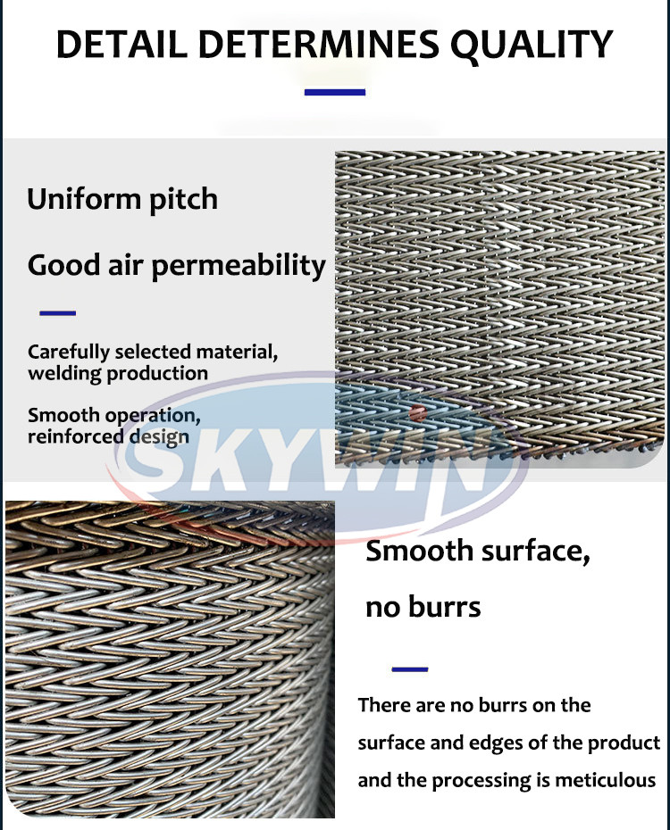 304/316 Stainless Steel Furnace Belt Food Machinery Wire Mesh Belt
