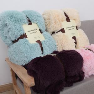 Wholesale Polyester Pure Color Faux Fur Fleece Blankets , Blush Faux Fur Blanket 200*220cm from china suppliers
