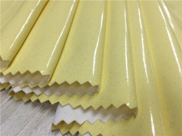 Yellow Color 0.4mm - 0.5mm Pu Synthetic Leather For Ladies Raincoat / Light