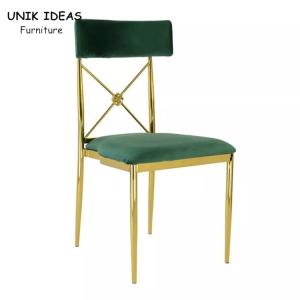 Wholesale Green Cushion Luxury Wedding Chairs Gold Stainless Steel Frame For Event from china suppliers