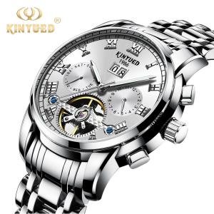 Wholesale KINYUED stainless steel tourbillion watch mechanical luminous watch men wristwatch from china suppliers