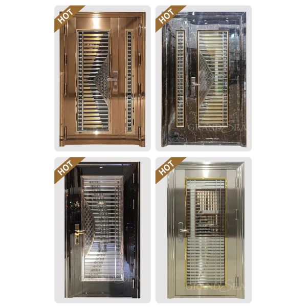 Modern Style High Quality Cast Steel Easy Pattern Power Coated Surface Swing Door for Villa