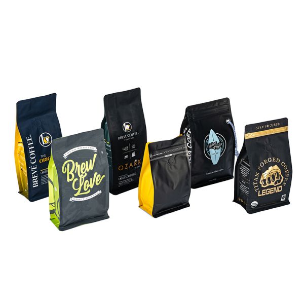 Cost Effective Tear Resistant Plastic Packaging ZipLock Square Bottom Flat Bottom Coffee Bags Coffee Pouch