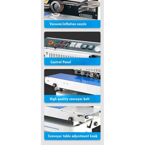Hipac Semi-Automatic Electric Heat Sealing Machine Continuous Inflatable Bag Sealing with Degassing and Inflation