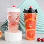 Eco - Friendly 16oz Disposable Bubble Tea Cups Clear Plastic Cups