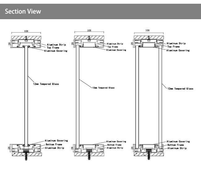 Clear Full Vew Office Glass Wall Systems Vertical Glass Demountable Partitions