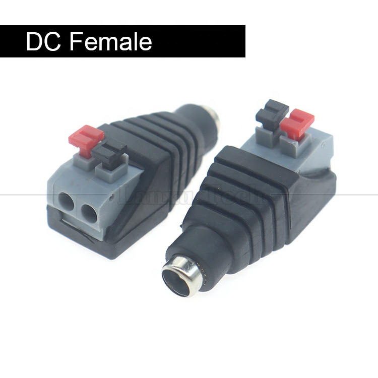 5V 12V Solderless Press Button DC 5.5*2.1mm Male Female Barrel Jack to 2p Wires Cable Cable Connector for LED Strip Camera