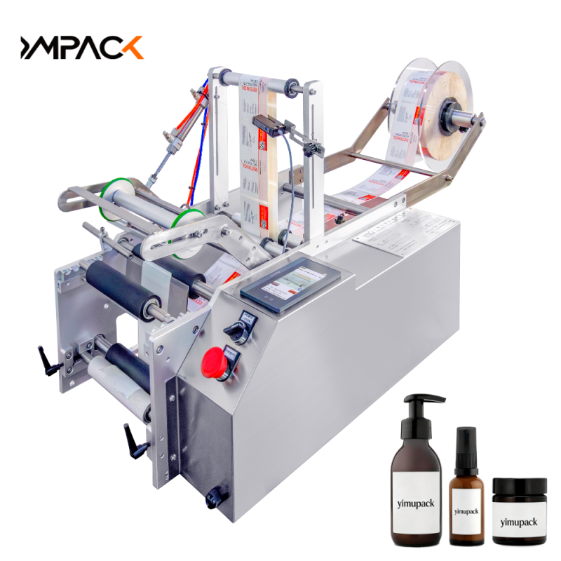 200W Semi Automatic Bottle Labeling Equipment Tabletop Round Bottle Labeler Applicator Machine