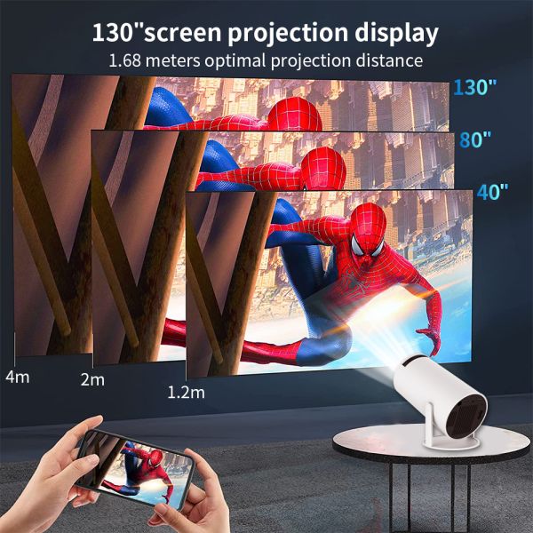 Flyin HY300 3D 4K Mini Android LED Projector 1080P Smart WiFi with Wide Angle Clarity Portable and Built-in Speaker