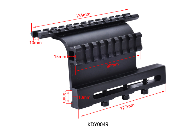 Side Mount Sight Scope Mount System with 127mm Bottom Length and Matte Black Finish