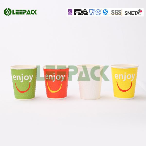 Custom logo printed disposable paper hot drink coffee tea cups with lids