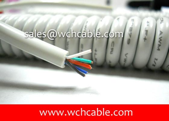 UL20279 (26AWG) 5 Conductors Waterproof TPU Spiral Cable Grey Jacket Low Voltage